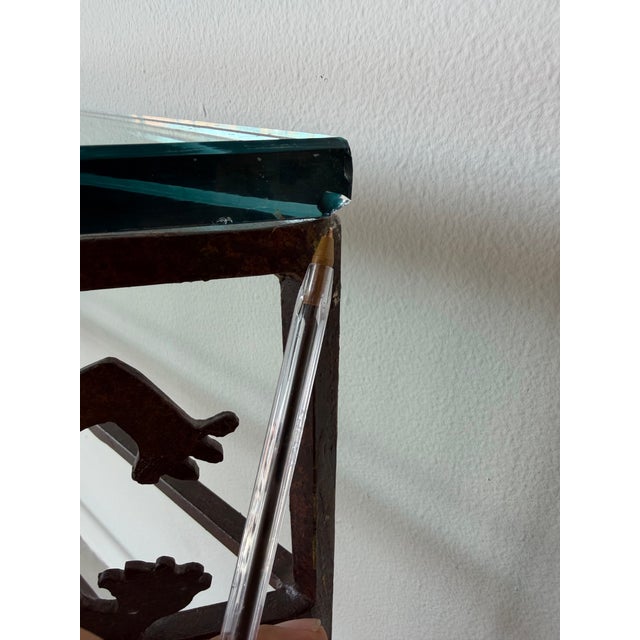 1980’s Rosemary Pozzi Franzetti Taos Style Hand-Cut Oxidized Steel Demilune Console Table/ Sold For Sale In Miami - Image 6 of 12