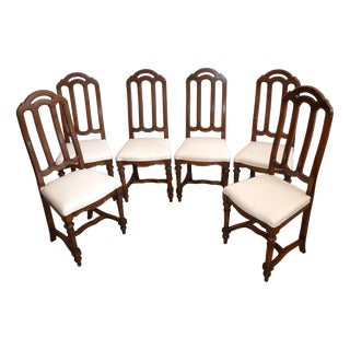 Antique Early 20th Century Walnut Chairs, Set of 6 For Sale