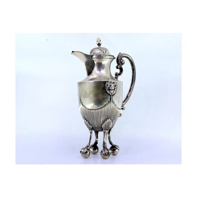 Silver Silver Coffee Pot with Fluted Body, Lion Figure and Claw-Shaped Feet For Sale - Image 8 of 10