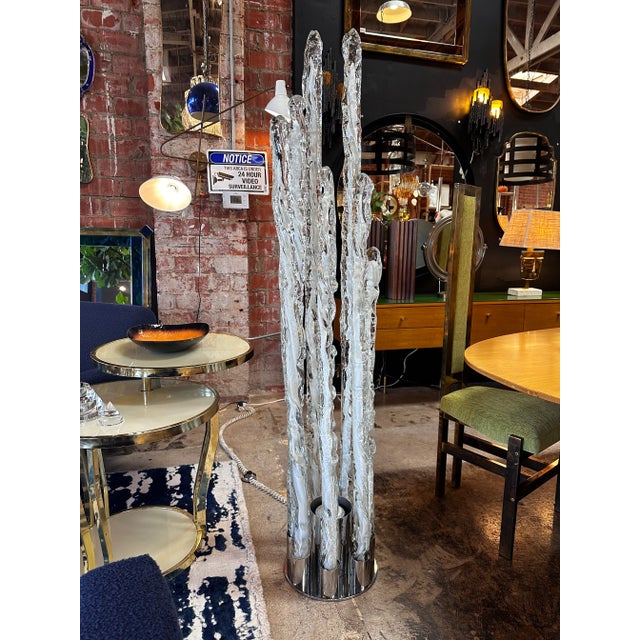 Metal Italian Murano Glass Floor Lamp by Ettore Fantasia Gino Poli for Sothis 1960s For Sale - Image 7 of 9