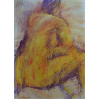 "Yellow Back" Mixed Media Painting on Paper by Angela Lyle 2001 For Sale