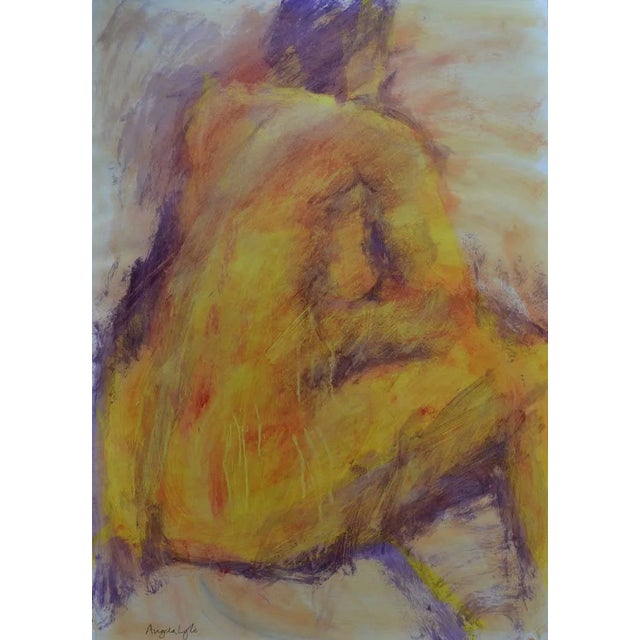 "Yellow Back" Mixed Media Painting on Paper by Angela Lyle 2001 For Sale