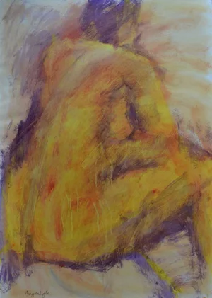 "Yellow Back" Mixed Media Painting on Paper by Angela Lyle 2001