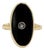 14k Solid Yellow Gold Oval Black Onyx and Diamond Ring, Size 4.5 For Sale