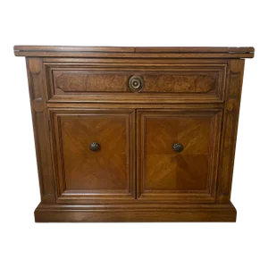 Thomasville Walnut & Walnut Burl Mobile Flip-Top Server Buffet