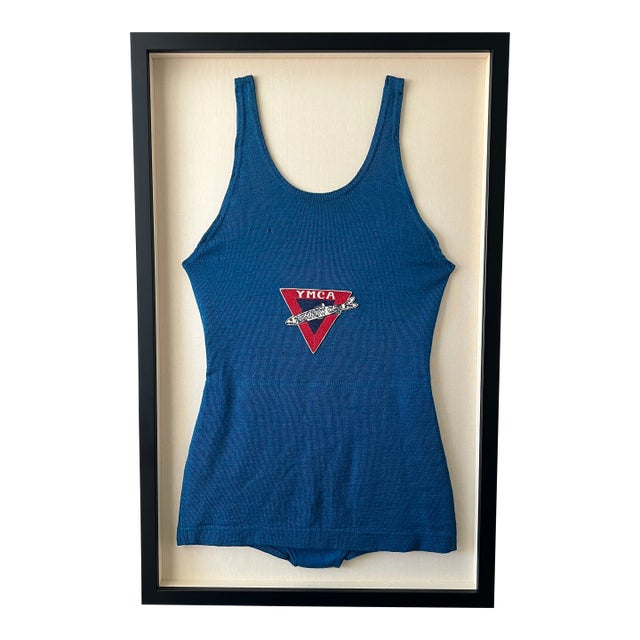 Vintage 1940s Bathing Suit Professionally Framed Shadowbox 36” For Sale