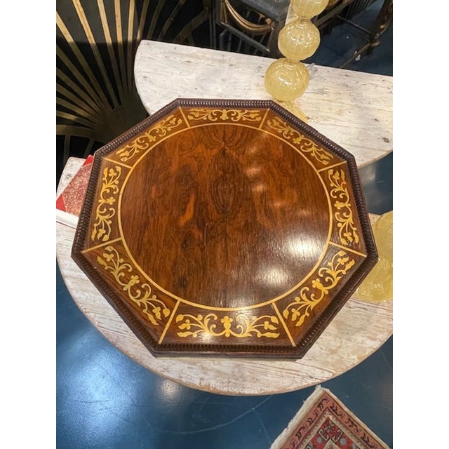 19th C. English Regency Rosewood and Brass Inlaid Side Table For Sale In Dallas - Image 6 of 7