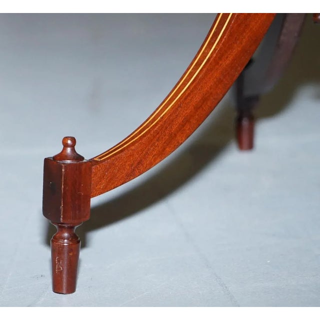 Vintage Regency Style Flamed Walnut & Inlaid Tripod Side Tables, Set of 2 For Sale - Image 9 of 18