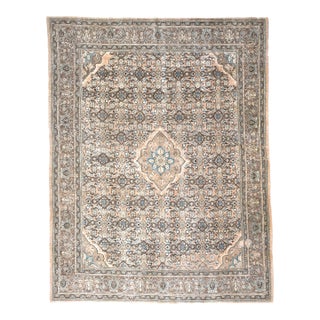 1970s Vintage Persian Handmade Wool Cotton Light Brown Area Rug For Sale