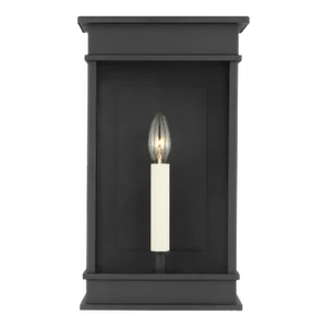 Chapman & Myers by Visual Comfort Studio Cupertino 1-Light Outdoor Mini Lantern Sconce in Textured Black