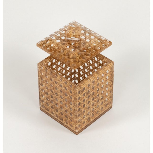 1970s Mid-Century Modern Box in Acrylic and Rattan from Christian Dior, 1970s For Sale - Image 5 of 16