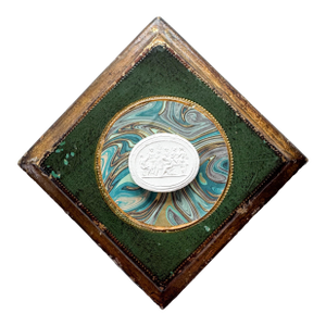Intaglio on Florentine Frame Mixed Media by Dorothy Art, Emerald Teal and Gold Marbled