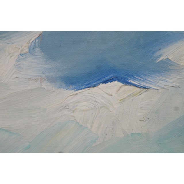 Blue Vintage Impressionist Nautical Maritime Seascape Oil Painting on Canvas For Sale - Image 8 of 12