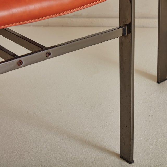 Burnt Orange Leather + Chrome Frame Chairs, Italy 1970s - A Pair For Sale - Image 10 of 11