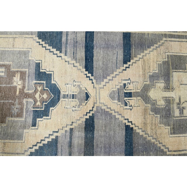 1970s Vintage Turkish Handmade Wool Cotton Green Runner Rug For Sale - Image 9 of 11