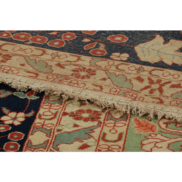Oversized Antique Tabriz Persian Rug in Green With Floral Medallion | Rug & Kilim For Sale In New York - Image 6 of 6