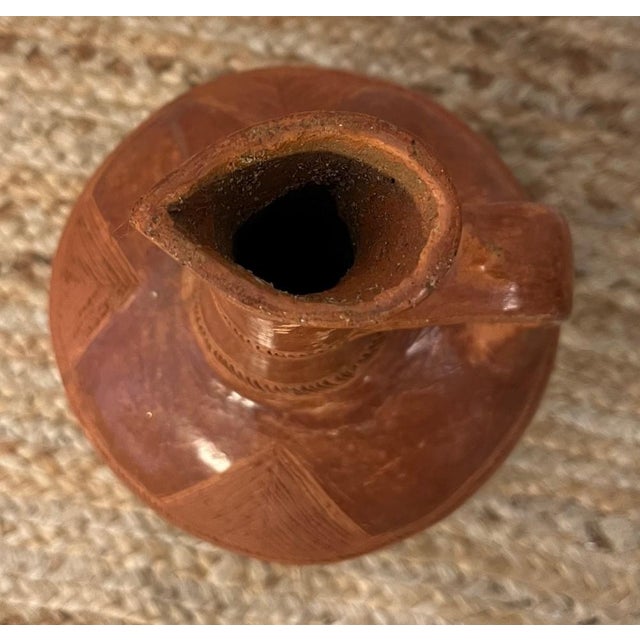 Authentic Vintage Handmade African (Ethiopian) Red Jebena - Traditional Clay Coffee Pot For Sale - Image 4 of 9