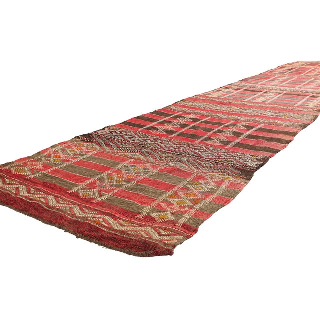 21949 Vintage Zemmour Moroccan Kilim Rug, 03'02 x 16'04. The Sacred Lineage: A Vintage Zemmour Moroccan Masterpiece of...