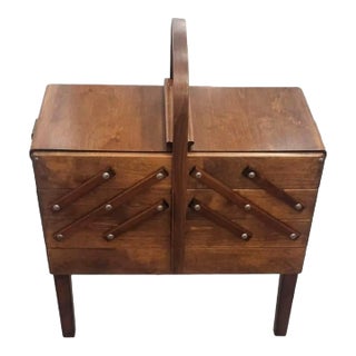 Mid 20th Century Strommen Bruk Hamar Norway Mid-Century Modern Wooden Sewing Cabinet For Sale