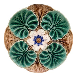 Majolica Water Lily Pond Plate Wasmuel, Circa 1890 For Sale