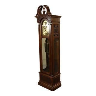 Vintage Howard Miller “Marston” Oak and Elm Burl Grandfather Clock, Circa 1980s For Sale