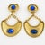 Mercedes Robirosa Style Gilded Metal Clip Earrings with Glass Cabochons For Sale - Image 4 of 8