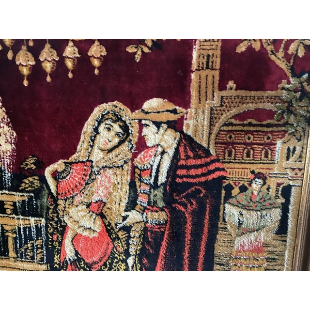 Spanish Revival Large Vintage Flamenco Dancers Framed in Velvet Type Material For Sale - Image 3 of 10