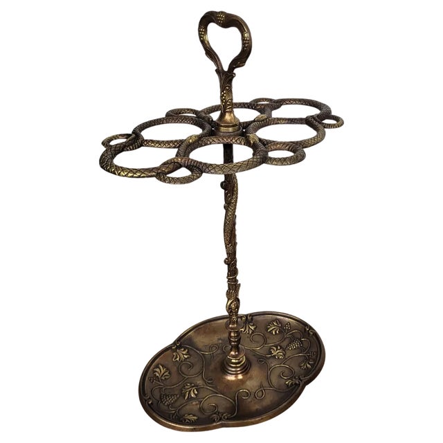 Antique Italian Gilt Cast Iron Sculpture Umbrella Stand, 1940s For Sale