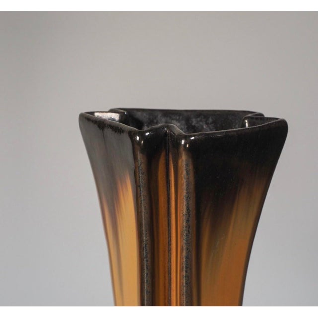 Ceramic Rare Fulper Art Pottery Vase Cat's Eye Glaze / Arts & Crafts Ribbed Triangular Tri-Foil Vase C. 1910 / Early American Studio Ceramic For Sale - Image 7 of 11