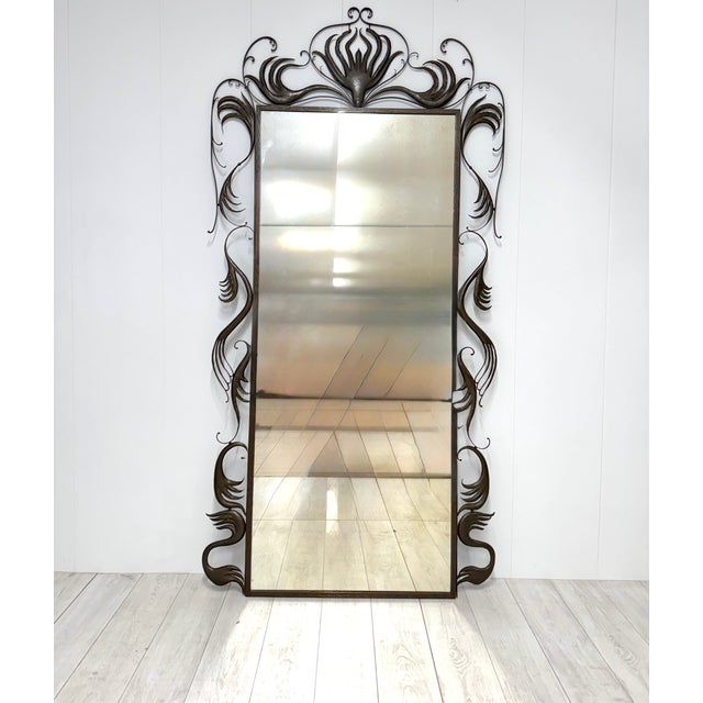 Glass Large Italian Wall Mirror, 1970s For Sale - Image 7 of 7