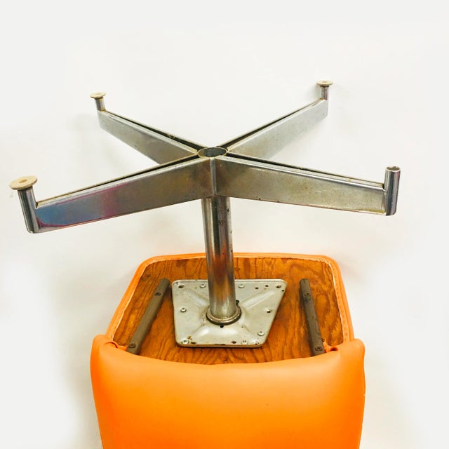 Mid Century Modern Orange Vinyl High Back Chair For Sale - Image 9 of 12