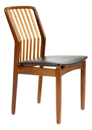 1960s Danish Modern / Mid Century Mahogany Dining Chair — Svend Madsen for Moreddi — Black Vinyl