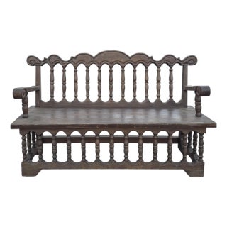 Antique Architectural Spanish Mediterranean Style Bench For Sale