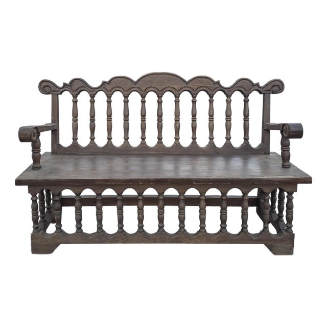 Antique Architectural Spanish Mediterranean Style Bench For Sale