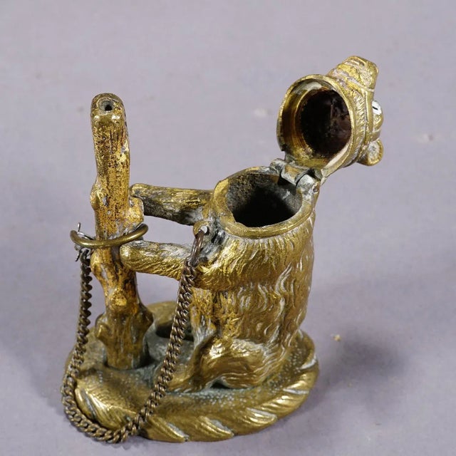 Brass Antique Chained Bear Pillbox Made of Brass For Sale - Image 8 of 8