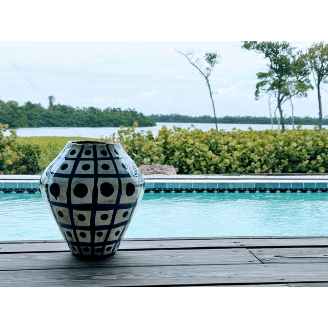 Campagna, Italy A handcrafted Italian ceramic vase by Onofrio Acone, a ceramicist from Campagna, Italy, with a full...