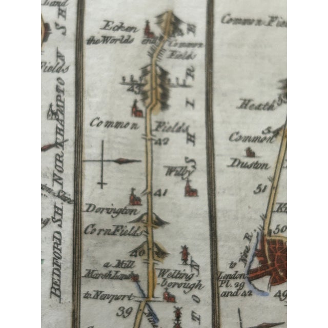 Printmaking Materials Original English 18th Century Strip Road Map - The Road From Bristol to Worcester & Cambridge to Coventry For Sale - Image 7 of 9