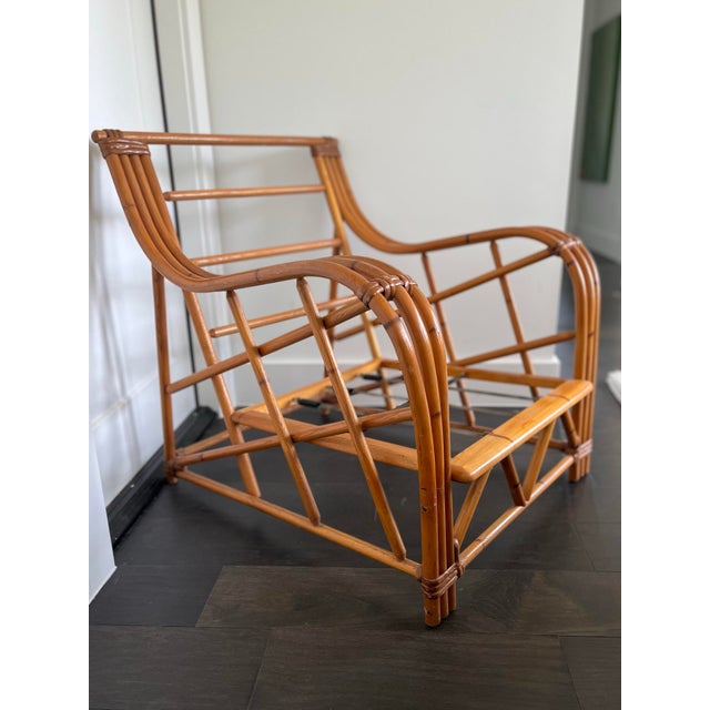 Mid 20th Century Mid-Century Vintage Bent Bamboo & Rattan Lounge Chair For Sale - Image 5 of 7
