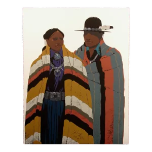 Louis De Mayo "Navajo Couple" Hand Signed Fine Art Serigraph Print