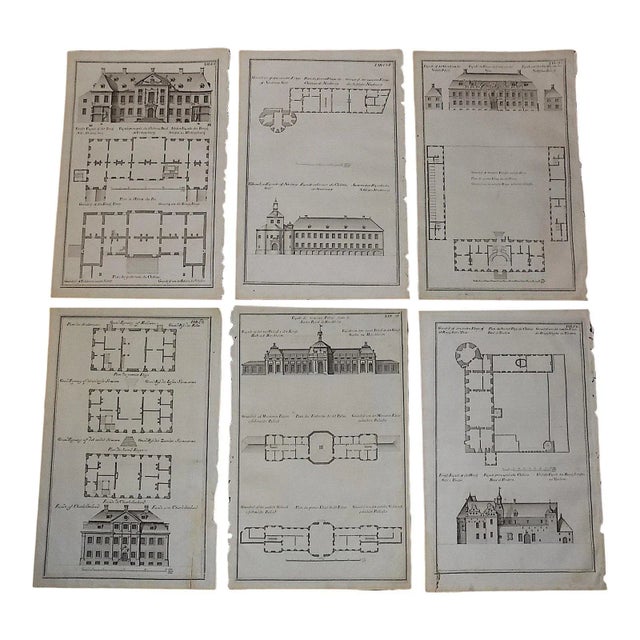 Printmaking Materials Antique 18th C. Copperplate Engravings-Architectural Facades -Imperial Folio - Set of 6 For Sale - Image 7 of 7