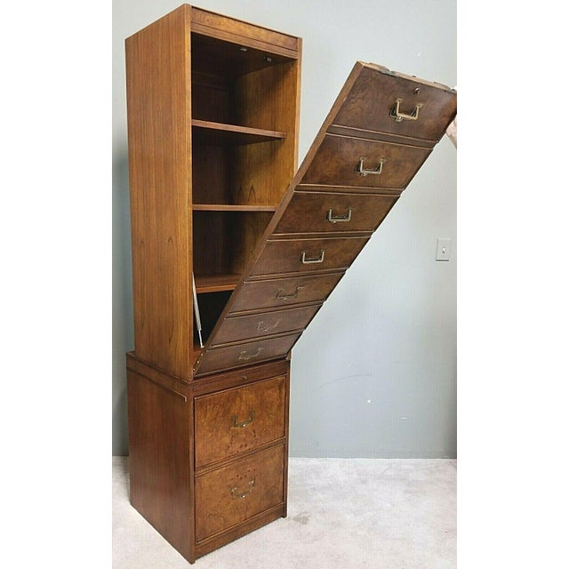 Vintage Mid Century Hekman Pull Out Pull Down Retractable Desk With Storage Drawers Chairish