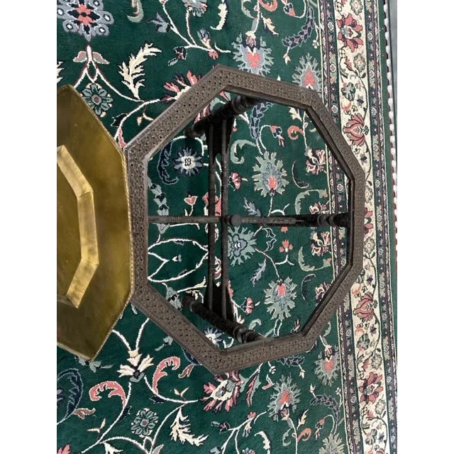 Early 1900s Antique Asian Brass Tray-Top Table For Sale - Image 11 of 13