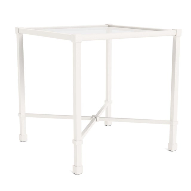 Brown Jordan Venetian 18" Square Occasional Table in Chalk For Sale