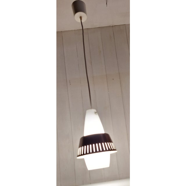1960s Vintage Pendant Lamp with Opaque White Glass Shade, 1960s For Sale - Image 5 of 7