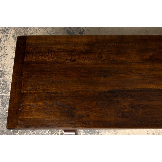 1900 - 1909 Antique French Oak Monastery Trestle Dining Table For Sale - Image 5 of 18