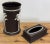 English Vintage Fesco Resin Black Wedgewood Style Waste Basket and Matching Tissue Box Holder For Sale - Image 3 of 11