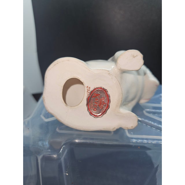 Ceramic Vintage White Bulldog With Spots Puppy Figurine Dog, Japan For Sale - Image 7 of 7