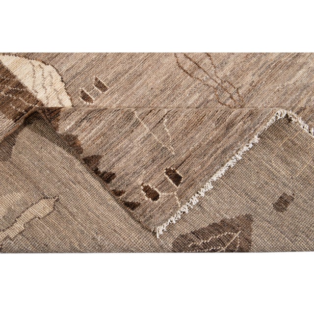 Beige Large Modern Moroccan-Style Tribal Wool Rug 12 Ft 2 in X 17 Ft 6 In For Sale - Image 8 of 13