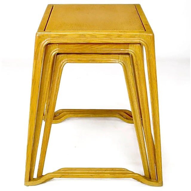 1950s Trio of Harold Schwartz White Oak Nesting Tray Tables for Romweber For Sale - Image 5 of 9