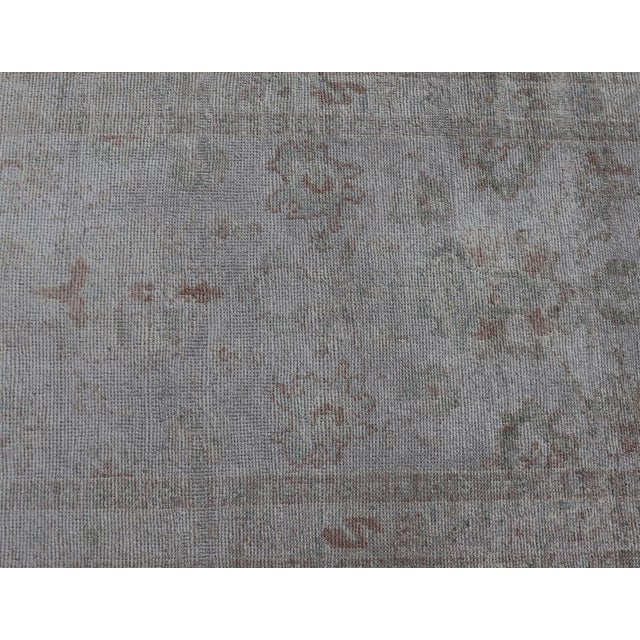 Turkish Oushak Runner in Pale Ivory With Faded Green 3'2 X 13'2 For Sale - Image 9 of 12